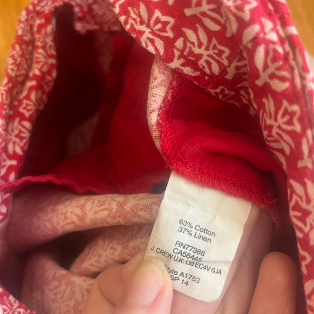 Madewell Size 0 Red White Floral Pleated Shorts Spring Linen Cotton Women’s - Picture 7 of 7